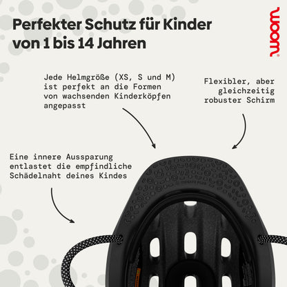 woom READY Kinder-Fahrradhelm, Pale Grey, Grösse S (50–53 cm)