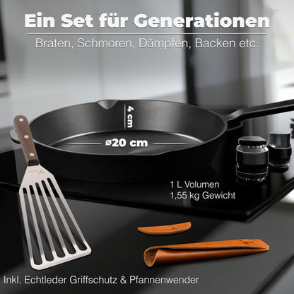 TECOR Gusseisenpfanne Induktion – 20 cm, geschliffen