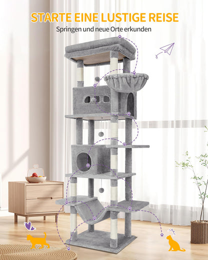 Hzuaneri Kratzbaum Mehrstöckig 210cm Hellgrau MS21018LG
