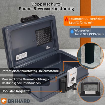 BRIHARD 2017 A4 Dokumentenbox - Feuerfest Wasserdicht