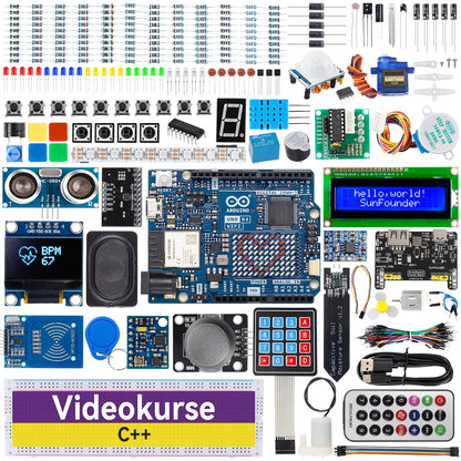 SunFounder Elite Explorer Kit mit Arduino Uno R4 WiFi Board, Starterset mit über 300 Bauteilen
