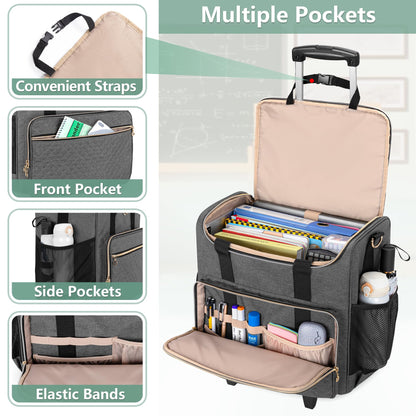 Luxja Lehrertasche Trolley – Laptoptasche mit Rollen Grau