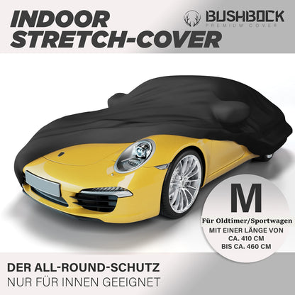 BUSHBOCK® Premium Satin Autoabdeckung Indoor - Schwarz, M
