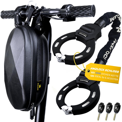 AMZLOCK E-Scooter Schloss AMZ001, 8 mm Kettenschloss, 75 cm aus gehärtetem Stahl mit Silikonummantelung