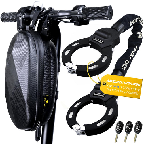 AMZLOCK E-Scooter Schloss AMZ001, 8 mm Kettenschloss, 75 cm aus gehärtetem Stahl mit Silikonummantelung