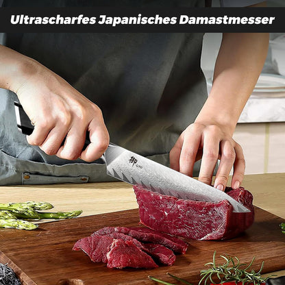 SHAN ZU GYO Damastküchenmesser 15 cm, Allzweckmesser mit G10 Griff