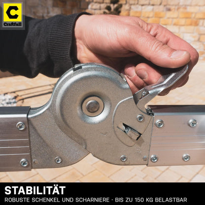 CRAFTFULL CF-104A Aluminium Multifunktionsleiter - Silber 4x5 Sprossen