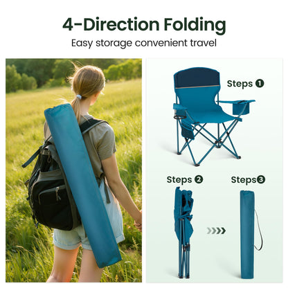 HIGH POINT SPORTS Campingstuhl faltbar 2er Set mit Getränkehalter blau