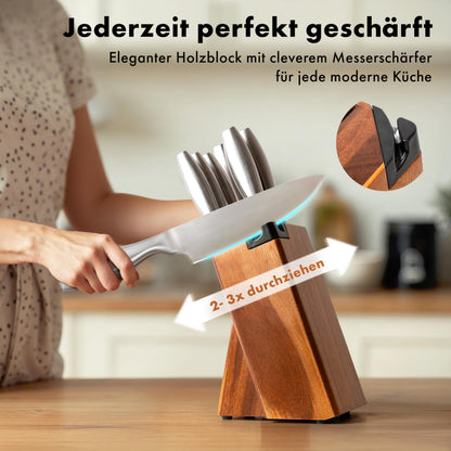 EDELHAUS Messerset Profi Messerblock - 9-teilig mit Schärfer