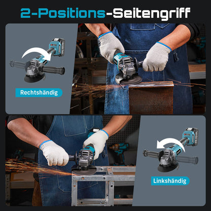 SEESII Akku Winkelschleifer AG0200 125 mm bürstenlos Set mit 2 Akkus