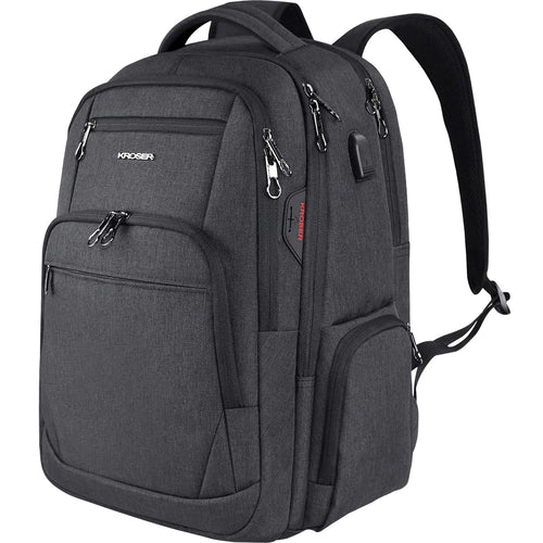 KROSER Laptop Rucksack Business 17,3 Zoll wasserabweisend Schwarz mit mehreren Fächern und Tragegriff