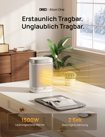 Dreo Heizlüfter DR-HSH004, 1500 W PTC-Keramik mit Thermostat, weiss