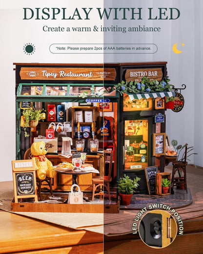 Rolife Tipsy Restaurant DIY Miniaturhaus Bausatz aus Holz