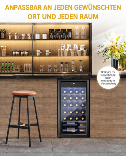 WIE Weinkühlschrank 82 Liter für 28 Flaschen, Kompressor, 5–18 °C