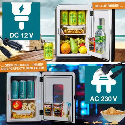 TOM 2in1 Mini Kühlschrank Kühl- & Heizfunktion - 15L Schwarz/Mint