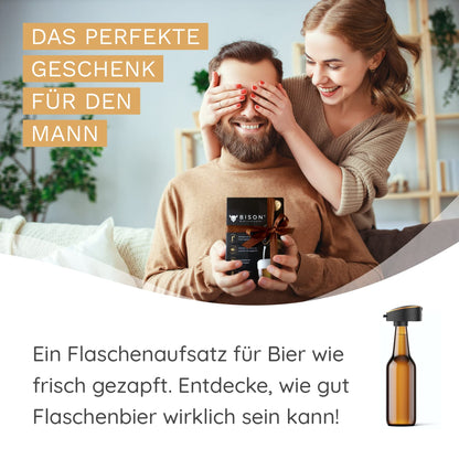 BISON Biersonikator – Ultraschall-Flaschenaufsatz für Bier
