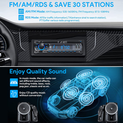 Wistrue R2207 Autoradio Bluetooth RDS FM/AM 1 DIN MP3 USB
