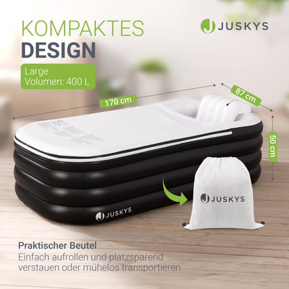 Juskys Aufblasbare Badewanne L - Outdoor Eisbad mit Rückenlehne