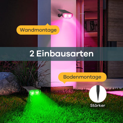 Linkind Solarleuchte Garten RGBW Solarstrahler IP65, 4 Stück