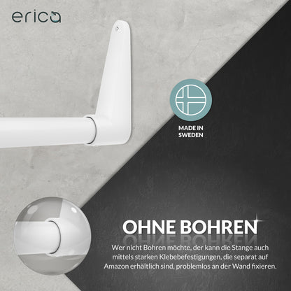 Erica Duschvorhangstange L-Form – Weiss, 70x90cm, Ohne Bohren