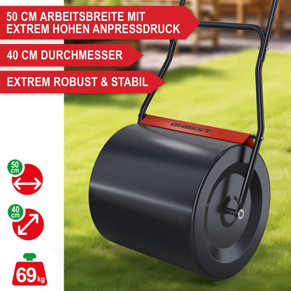 ONBEST Profi Rasenwalze aus Stahl, 60 Liter, befüllbar