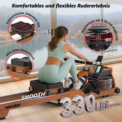 Wenoker Rudergerät Wasser Massivholz Klappbar - Bluetooth