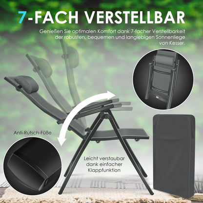 KESSER® 2er Set Gartenstuhl Hochlehner Klappstuhl Alu Anthrazit
