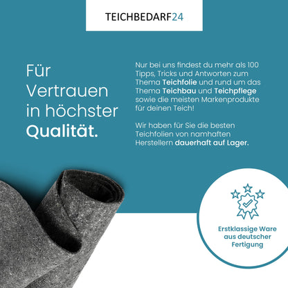 TeichVision Teichvlies 500 g/m², 15 x 2 m, Poolunterlage grau