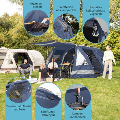 Skandika Kambo Tunnelzelt 4 Personen, Campingzelt mit Schlafkabine
