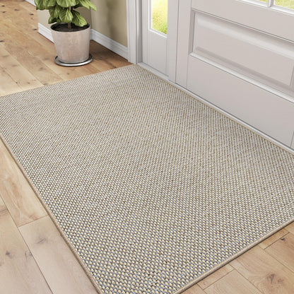 DEXI Schmutzfangmatte Innen 92x142 cm Dünn Rutschfest – Beige. Rechteckige, beige Matte, nimmt Schmutz und Feuchtigkeit auf.