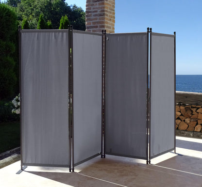 QUICK STAR Paravent 4-teilig 165 x 220 cm Raumteiler Sichtschutz Grau