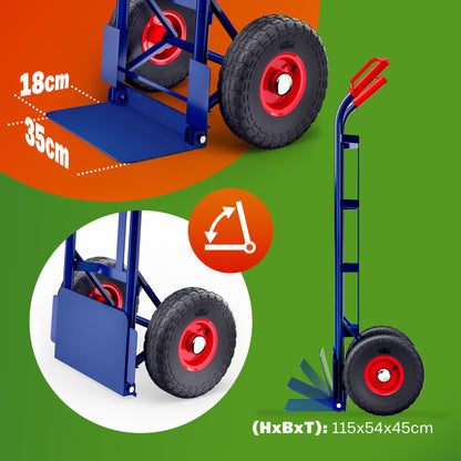 GARDEBRUK Sackkarre klappbar 200kg Luftbereifung – Blau