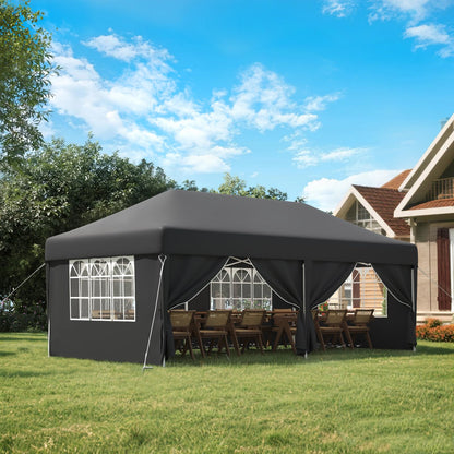 JUMMICO Faltpavillon 3x6m Partyzelt – Grau, 6 Seitenwände