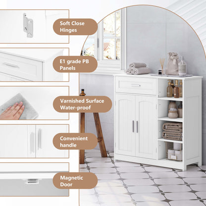 EUGAD Badezimmerschrank schmal - Schublade, 2 Türen, Weiss