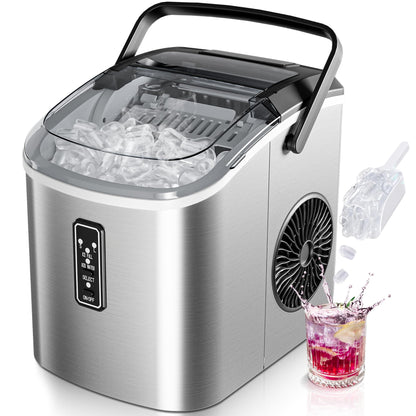 EUHOMY Eiswürfelmaschine Klein, 12 kg/Tag, 2 Würfelgrössen, tragbar, mit Tragegriff, Eiskorb und Eisschaufel