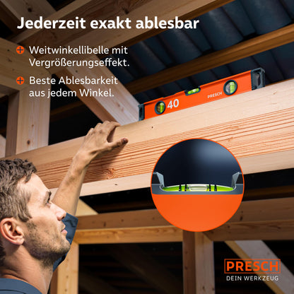 Presch Präzisions-Wasserwaagen Set 3tlg. – 40, 60, 100 cm