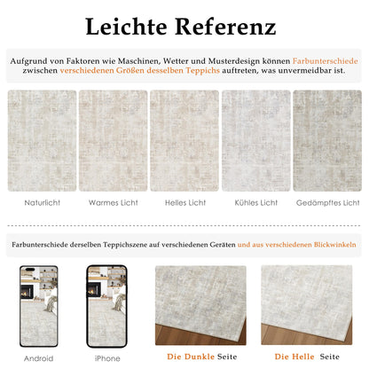 PureCozy Teppich 160x230 cm Beige-Grau, waschbarer Kurzflorteppich