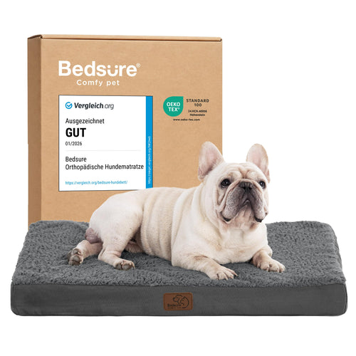 BEDSURE Orthopädisches Hundebett für kleine Hunde 76x51 cm dunkelgrau mit weichem Sherpa-Bezug