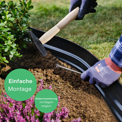 Flexible Rasenkante Kunststoff schwarz – 20m x 20cm Beeteinfassung