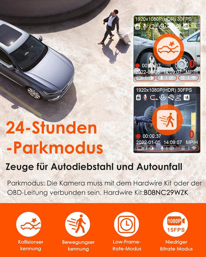 VANTRUE E1 Lite Mini Dashcam 1080P HDR mit WiFi und GPS
