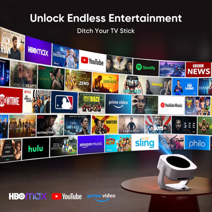 Built-in Apps Mini Beamer 1080P 4K Projektor - WiFi BT 270° drehbar