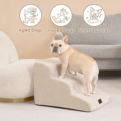 EHEYCIGA Hundetreppe für kleine Hunde, 3 Stufen, 40 cm, Beige