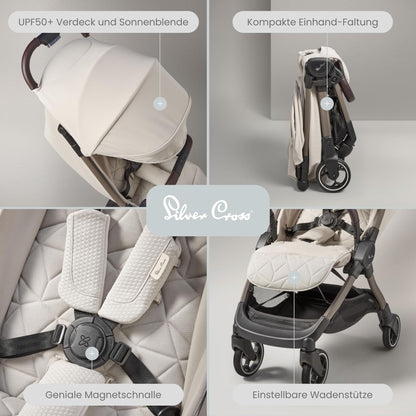 Silver Cross Clic Kompakter Reisekinderwagen – Almond