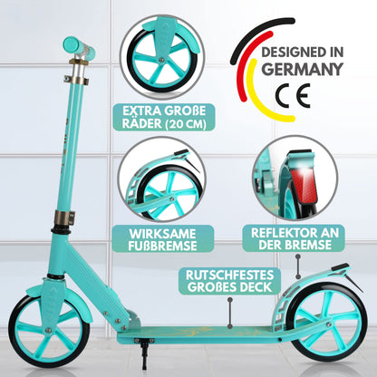 Rollkönig Cityroller faltbar – Grosse Räder für Kinder & Erwachsene