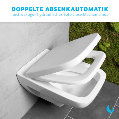 Bullseat WC Sitz eckig für Keramag Renova Nr. 1 Plan - Weiss Softclose