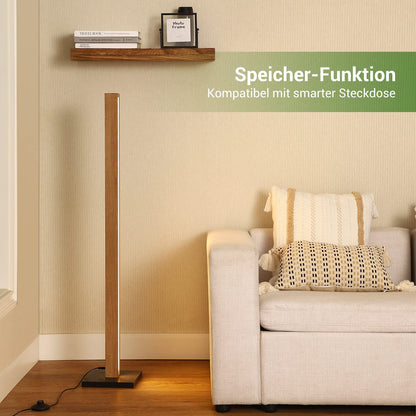 EDISHINE LED Stehleuchte Holz Dimmbar – Boho Vintage Ecklampe