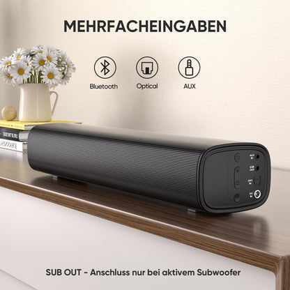 Saiyin DS6301S Soundbar 2.0 Kanal, 40 W, Bluetooth 5.3, Optisch/AUX