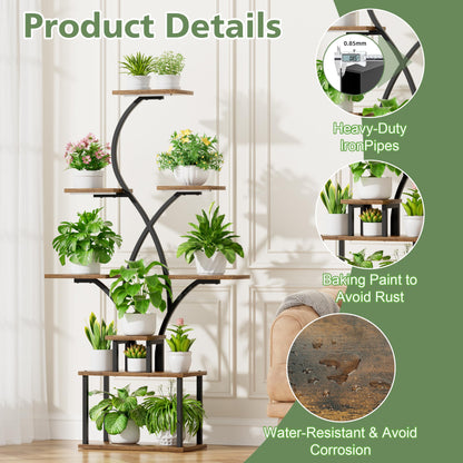 BACEKOLL Pflanzenregal mit Wachstumslicht – 8 Ebenen, 158cm, Schwarz