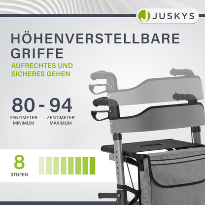 Juskys Vital Rollator Grau – Leicht & Faltbar, Aluminium
