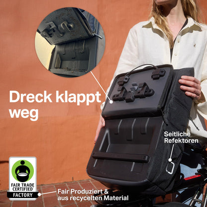 otinga® Flip V3 Fahrradtasche Rucksack [34L Volumen] für jeden Gepäckträger I Stylische Gepäckträgertasche mit Rucksack - in 3 Sekunden umgebaut I Wasserdichter Fahrradrucksack Gepäckträger